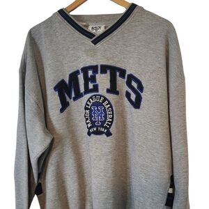 New York METS MAJOR LEAGUE BASEBALL VINTAGE Gray V-Neck  Size XXL
